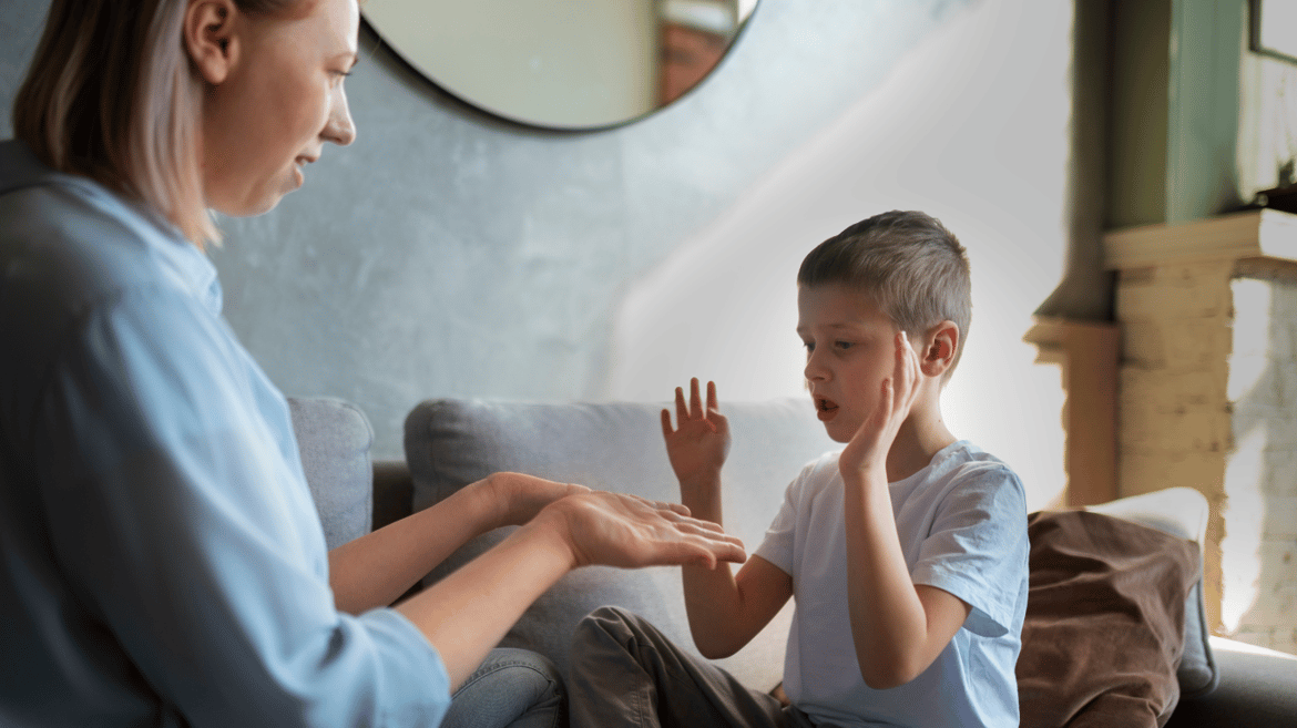 Parent with child who has autism