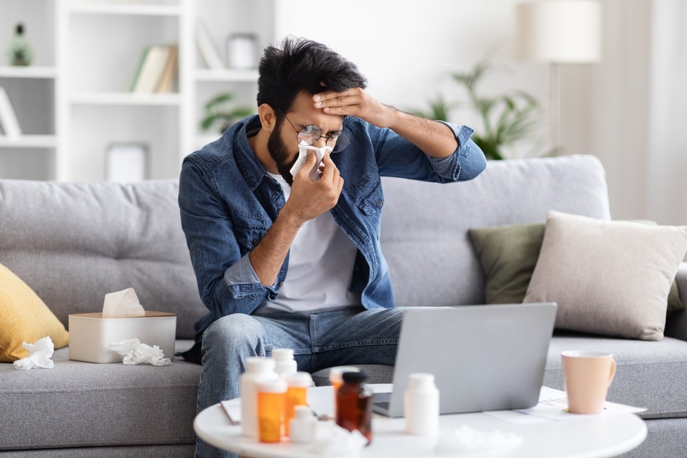 A man having Rhinitis Or Allergic Reaction