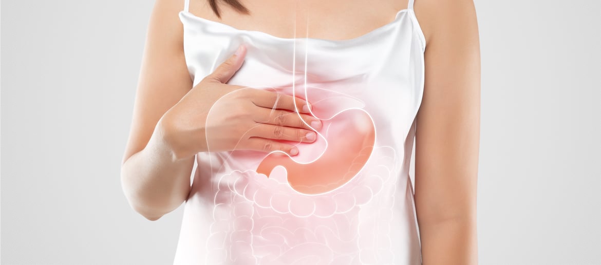 A women suffering from acid reflux