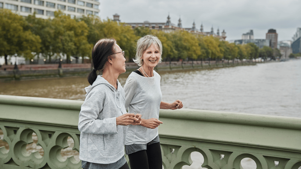 Older women running together