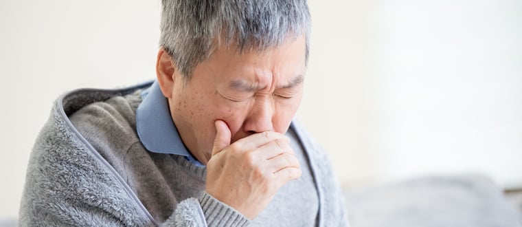 An old man with flu