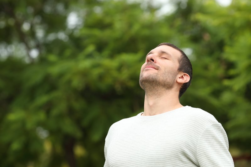 A healthy man breathing air
