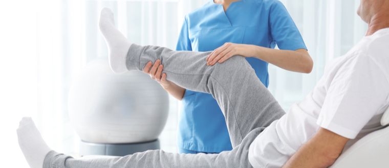 A physiotherapist practitioner in a session with their client