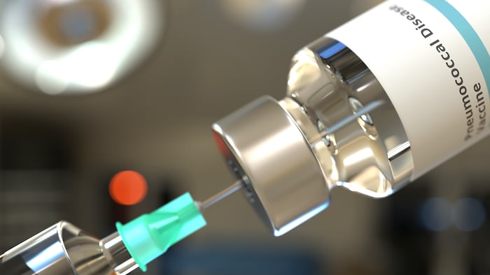 Pneumococcal Vaccines is being taken by a needle