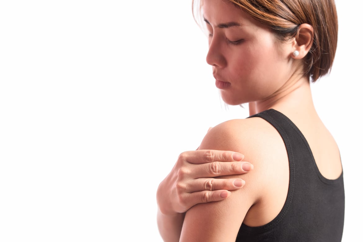 A woman with shoulder pain 
