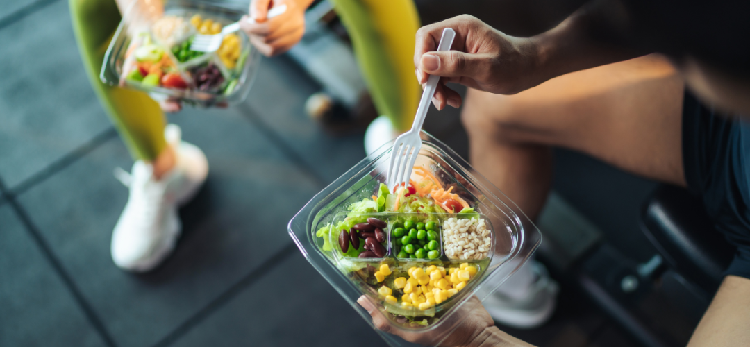 Couple eating salad