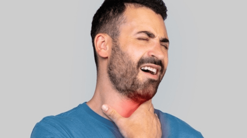 A man with tonsillitis