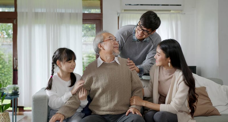 患上認知障礙症的老人與家人
