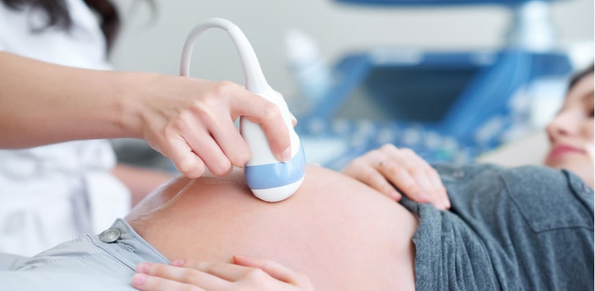 A woman doing a pregnant-check-up