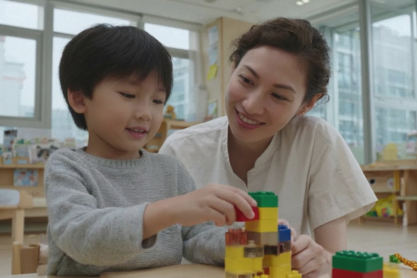 kids and doctor playing legos
