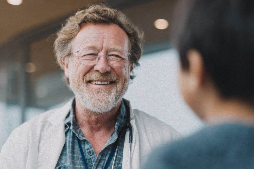 french doctor consulting a child