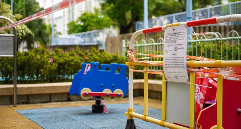 Hong Kong playground locked down with notice due to COVID-19