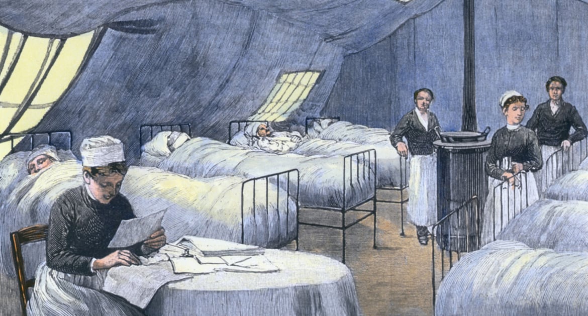 Art depicting the hospitals during the Russian Flu Pandemic 