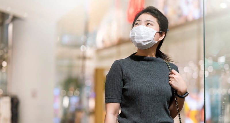 新冠疫情期間戴口罩的女性