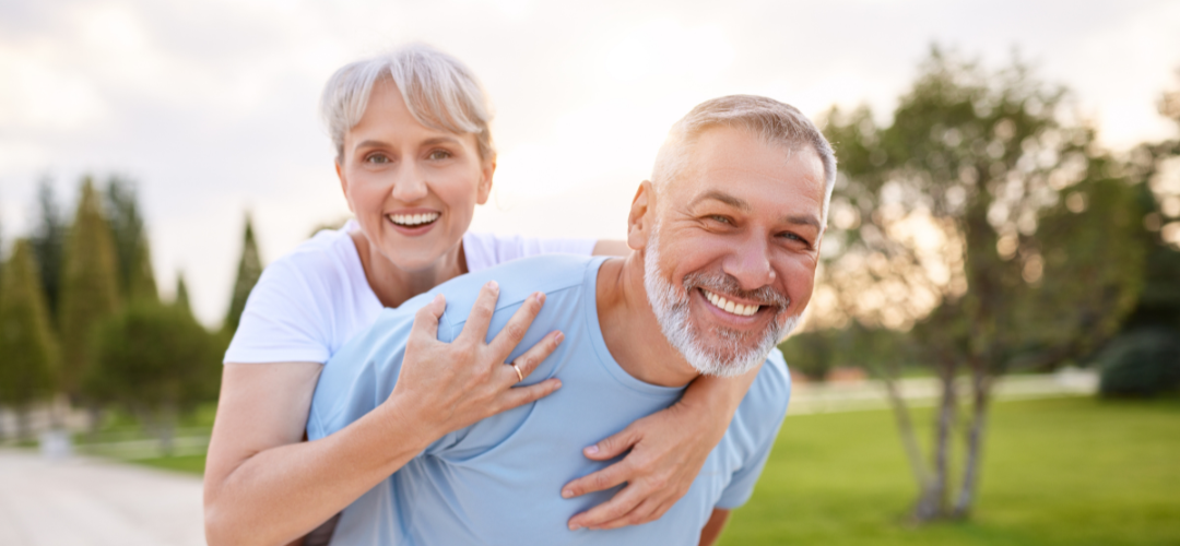 cheerful elderly couple 