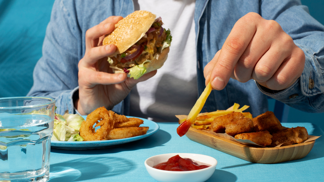 Man eating processed foods