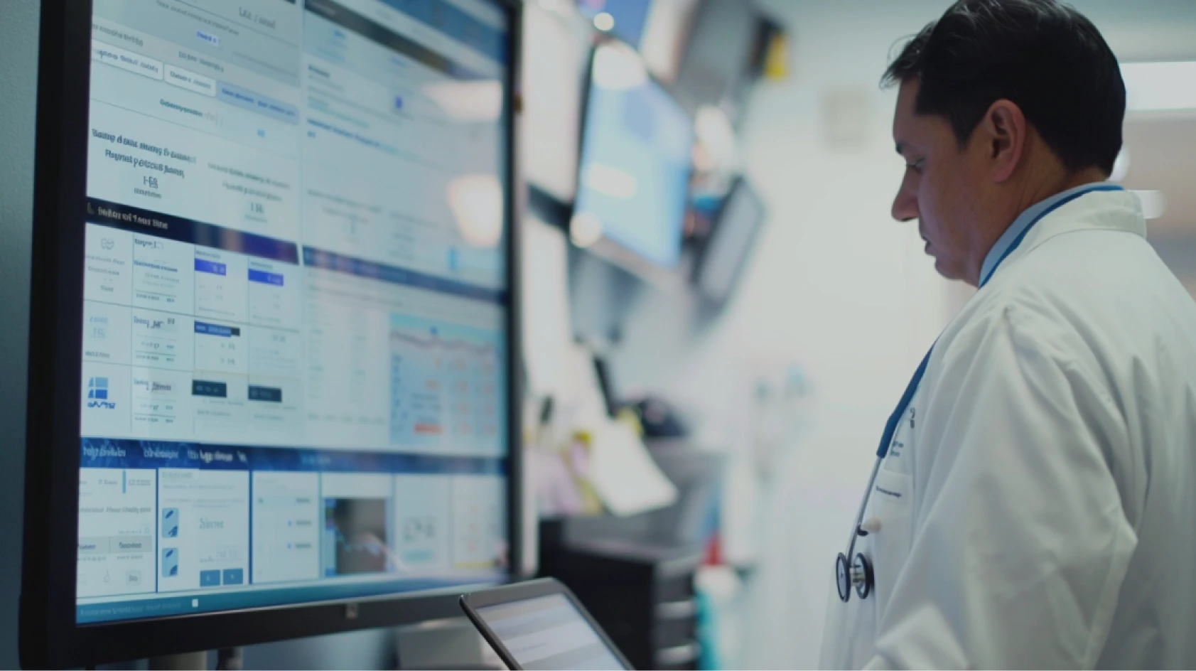 doctor using digital platforms inside clinic