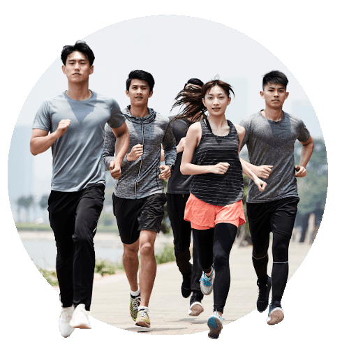 group of people running