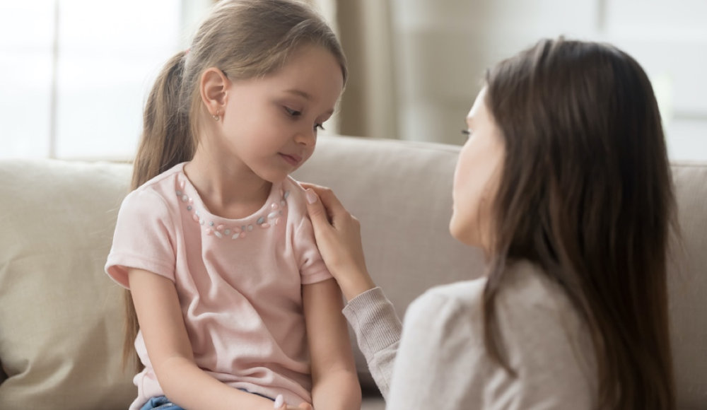 mother talking to child